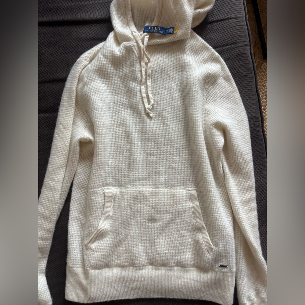 Polo Ralph Lauren Cashmere Washable Waffle Knit Hooded Sweater Women's Medium